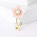 Pearl Flower Stem Brooch Cream Pink Or Silver Tone view 4