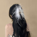 Feather Hair Claw In Black Or White With Rounded Clip Body view 2
