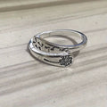 Antique Silver Open Dandelion Adjustable Finger Ring view 3