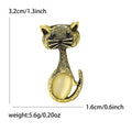 Antique Gold Cat Brooch with Golden Cabochon Belly view 5