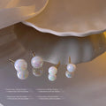 Large Iridescent White Ball Pearl Stud Earrings Pair view 2