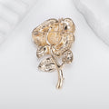 Gold Tone Rose Crystal Metal Brooch Pin for Jackets and Lapels view 4