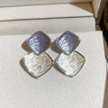 Purple and Silver Drop Stud Earrings in Two Designs view 6
