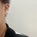 Curved Wire Branch and Three Pearl Look Threader Earrings view 1