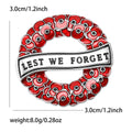 Red Poppy Remembrance Wreath Enamel Metal Brooch Pin view 7