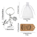 Silver Skier Snowflake Crossed Skis Split Ring Keychain view 2