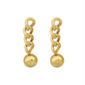 Chain Link Ball Drop Earrings Gold Steel Metal Tone view 5