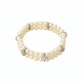 Double Row Pearl Bracelet Crystal Flower Spacers Two view 5