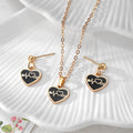 Black Gold Enamel Heart Mountain Necklace Sets 6 Styles view 7