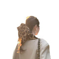 Dark Brown Leopard Oversized Fabric Bow Ponytail Hair Tie view 5