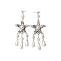 Starfish Pearl Tassel Earrings in Antique Silver Tone view 5
