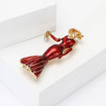 Lady in Gown Brooch Black Blue or Red Enamel Hat Metal Pin Brooch view 3