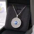 Gold and Silver Tone Crystal Round Evil Eye Pendant Necklaces view 7