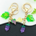 Purple Grape Cluster Keychain with Leaf and Mini Grape Charm view 4