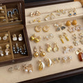 Gold Clip-On Ear Cuffs Assorted Pearl Floral Geometric Mix view 4