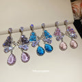 Butterfly Crystal Teardrop Chandelier Stud Earrings view 3