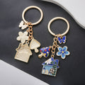 Blue Pink and Green Butterfly Mushroom House Keychains view 4
