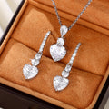 Silver Clear Heart CZ Drop Earrings Pendant Necklace Options view 4