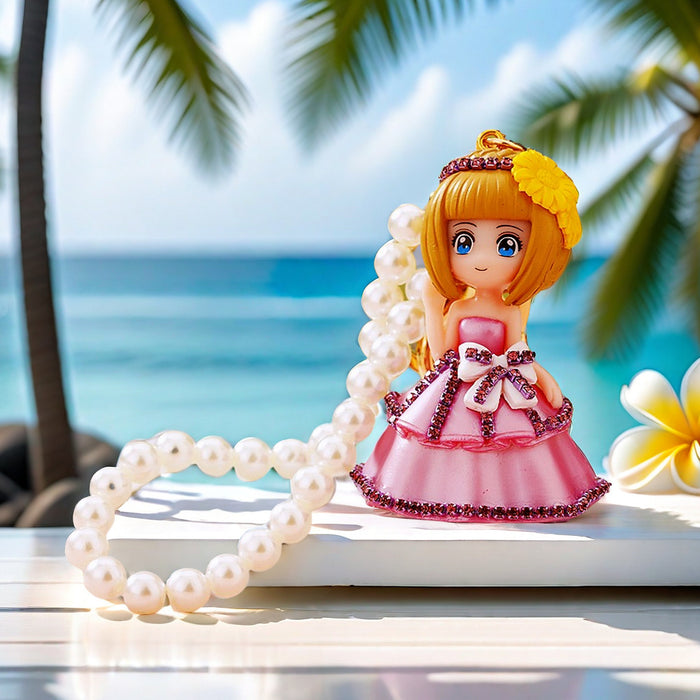 Pearl Strand Princess Doll Keychains in Six Dress and Pose Styles
