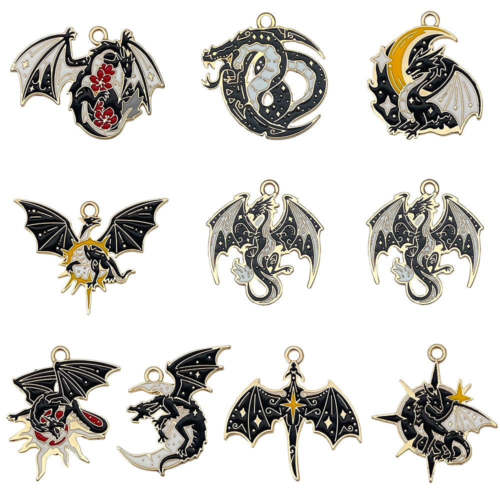 Zinc Alloy Flying Dragon Roc Nine Tailed Fox Phoenix Bird Charm Pendant for DIY Necklace