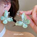 Gold Tone Butterfly Stud Earrings in Three Bright Colors view 4