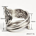 Antique Silver Tone Wide Embossed Leaf Scroll Wrap Ring view 4