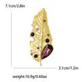 Crystal Beetle Leaf Brooch in Detailed Metal and Crystal Design view 6