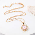 Gold Tone Crystal Halo Teardrop Evil Eye Pendant Necklaces in Four Colors view 2