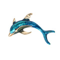 Blue Enamel Leaping Dolphin Brooch for Jackets Scarves and Lapels view 5