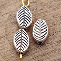 Veined Leaf Small Hole Metal Beads in Three Antique Finishes view 2