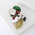Enamel Santa Climbing a Brick Chimney Brooch Decorative Clothing Pin view 3