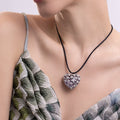 Lavender Heart Pendant Necklace With Silver Tone Crystal Filigree view 2