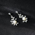 Black Silver Tone Pearl Crystal Branch Crystal Pearl Look Metal Necklace and Earring Set view 4