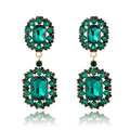 Aqua Green Square Crystal Five Designs Metal Dangle Earrings view 8