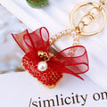 Bow Pearl Snow Handbag Keychains in Four Colors with Plain and Fortune Loops view 7