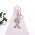 Crown Initial Letter Rhinestone Keychain Gold Tone Letters A-Z view 4