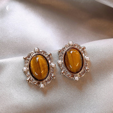 Amber Brown Stone Earrings in Twenty Eight Distinct Designs