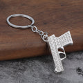 Rhinestone Pistol Zinc Alloy Keychain for Men and Gift Giving