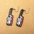 Black Red Floral Knife Novelty Hook Earrings in Ten Designs view 7