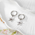 Silver Huggie Hoops Geometric Dried Flower Charms 10 Styles view 2