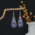 Six Color Floral Teardrop Antique Silver Hook Earrings view 9