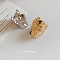 Large Twisted Sculptural Metal Statement Rings Gold Silver view 2