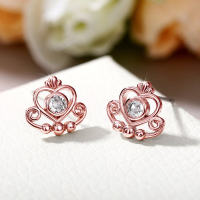 Two Colors crown heart studs shown in front detail view