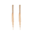 Gunmetal Tone Crystal Bar Earrings With Long Chain Tassels view 5