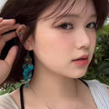 Antique Tone Shell Sequin Drop Earrings with Reflective Details view 4