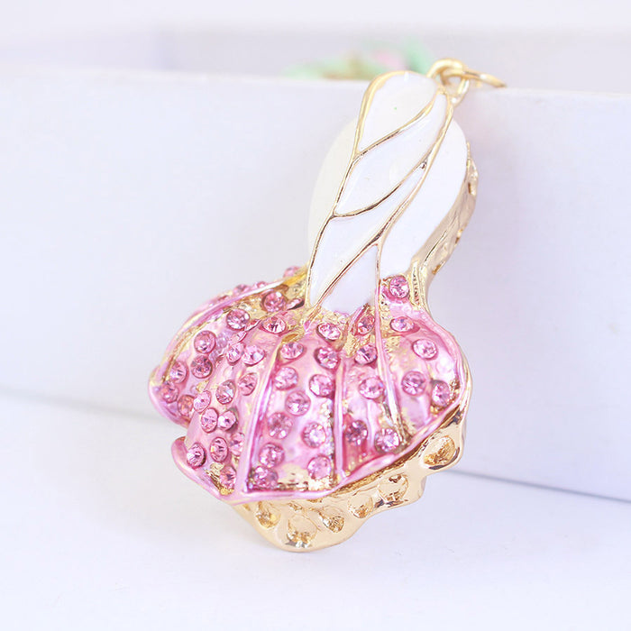 Sparkling Rhinestone Cabbage Keychain Zinc Alloy Car Key Ring Bag Charm