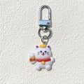 White Fortune Cat Resin Clip Keychains in Five Designs view 8