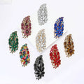 Large Crystal Leaf Spray Brooch in Nine Colors for Jackets Scarves and Lapels view 1