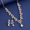 Black Silver Tone Crystal Floral Vine Crystal Two Designs Metal Necklace and Earring Set view 2