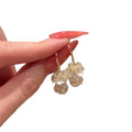 Gold Tone White Flower Crystal Drop Hook Earrings With Decorative Details view 5